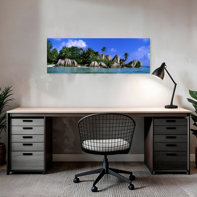 La Digue, île, Seychelles, Afrique, abstrait, palmier, plage, océan, art mural