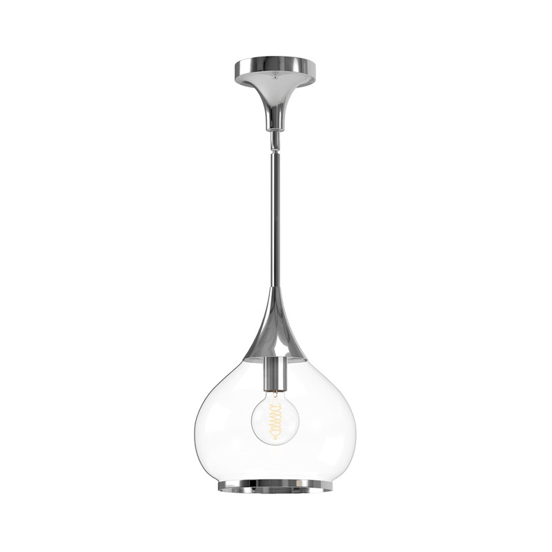Hazel 1 - Light Single Pendant, Chrome, Clear, 63" H x 10" W x 10.13" D