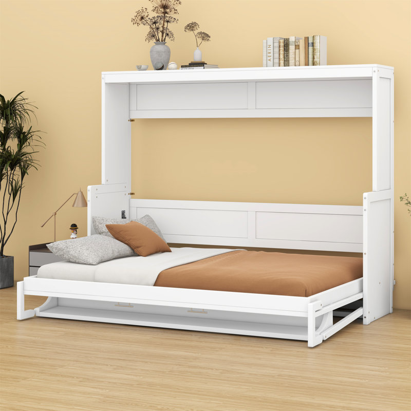 Armoire-lit Mihoko Murphy, Grand lit, Blanc