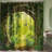 Forest Hookless Shower Curtain With Snap In Liner, Green No Hook Double Layer Shower Curtain And Liner Set, Ringless With Window Waterproof Cloth Fabric, 72X72 In