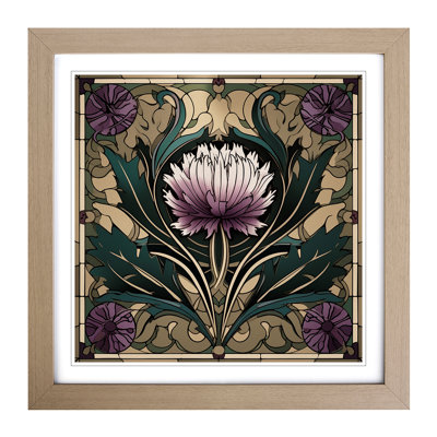 Thistle Art Deco No.1 - Single Picture Frame Print on Wood