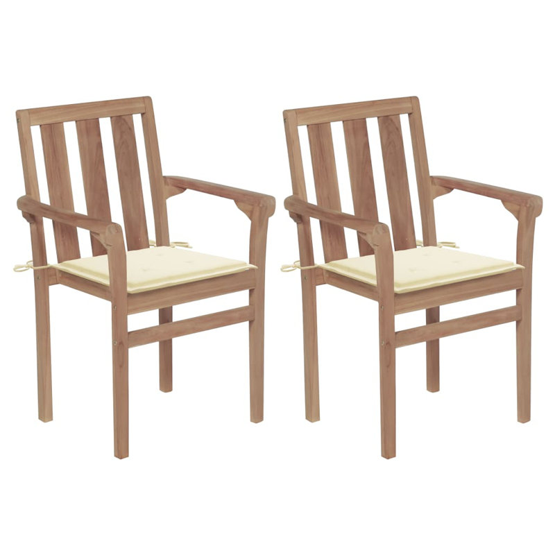 Henleaze Stacking Teak Patio Dining Armchair with Cushion, Cream