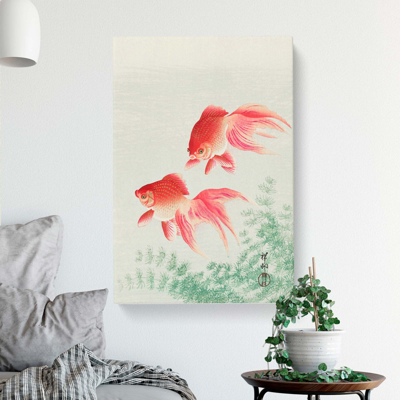 Two Veil Goldfish by Ohara Koson - Wrapped Canvas, 50cm H x 35cm W x 3cm D