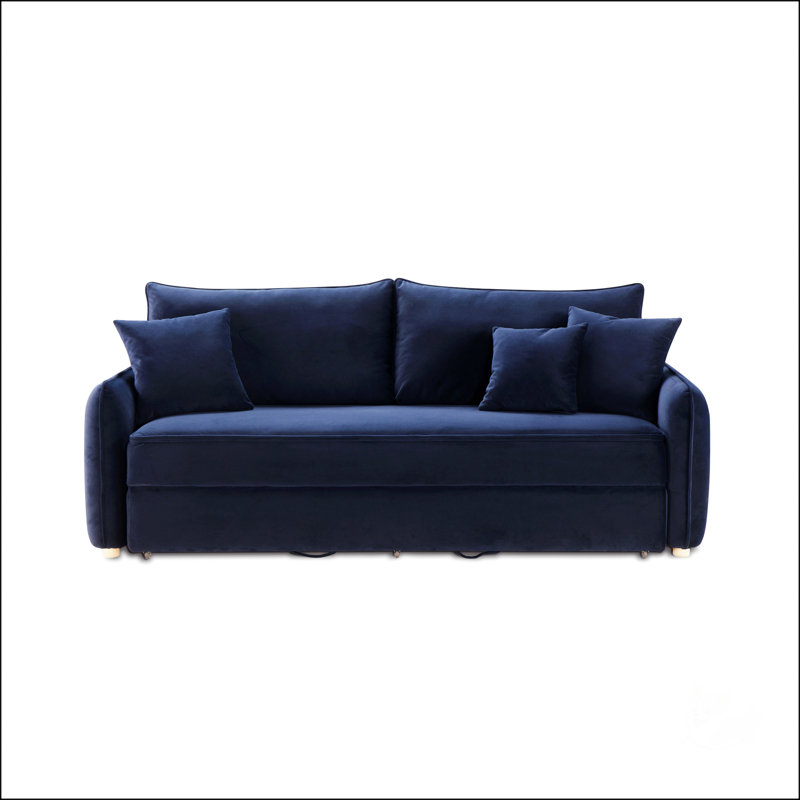 Canapé-lit modulaire en velours avec 3 coussins décoratifs