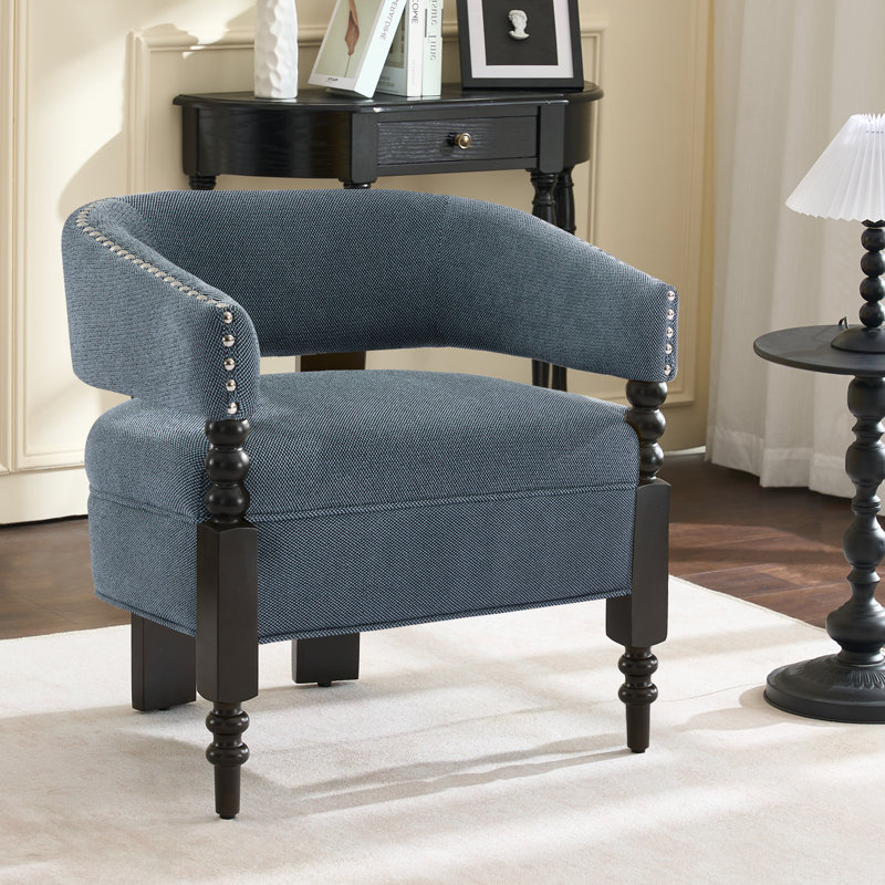 Barrel Upholstered Armchair, Blue