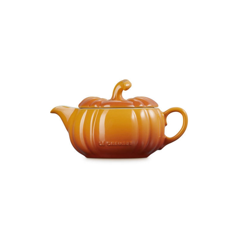 Le Creuset Stoneware Pumpkin Gravy Boat With Lid, 14 Oz. - Olive, Orange