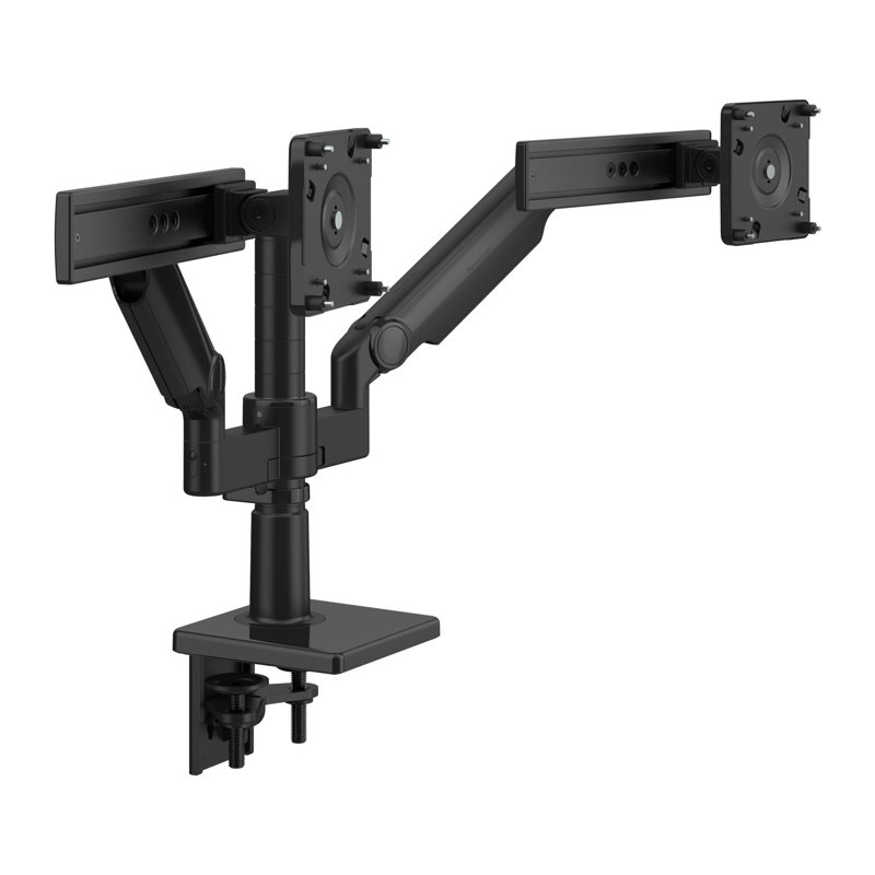 M/Flex For Two Monitors & Dual Arm Bracket, Black, Black, Double with Slider & Dual Arm Bracket