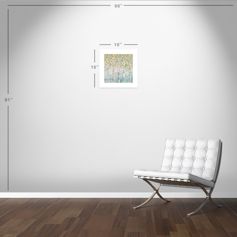 Bouleau aqua doux - peinture sans cadre, H 16 po x l 16 po x P 0,1 po