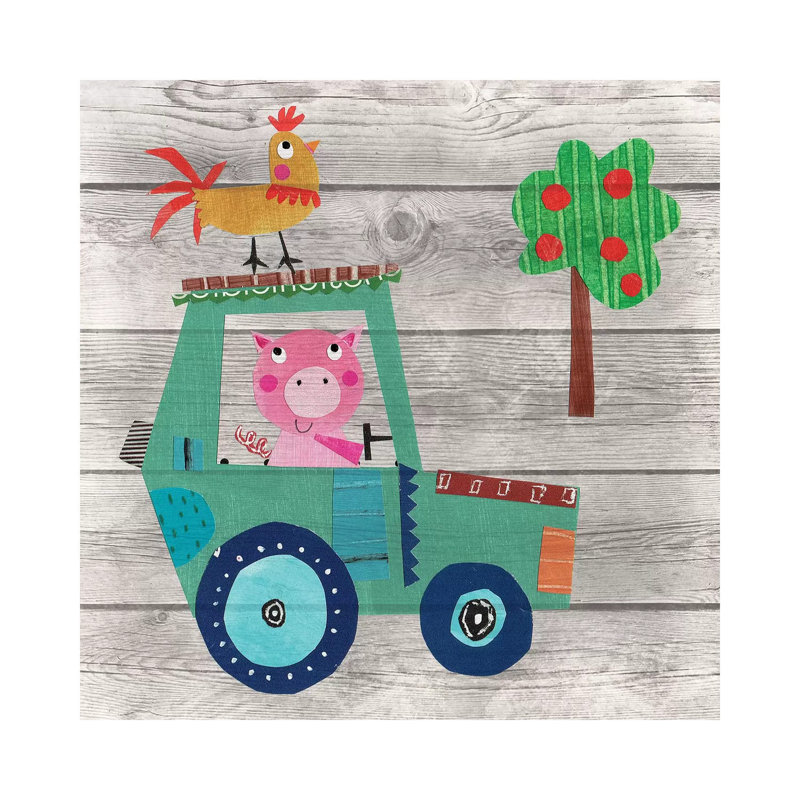 Tractor Pig 1 Piece Wrapped Canvas Painting, 30.48cm H x 30.48cm W x 1.905cm D