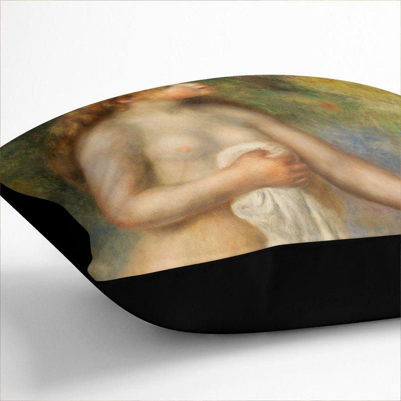Bathing Girl Square Throw Cushion, Black, 40cm H x 40cm W x 15cm D