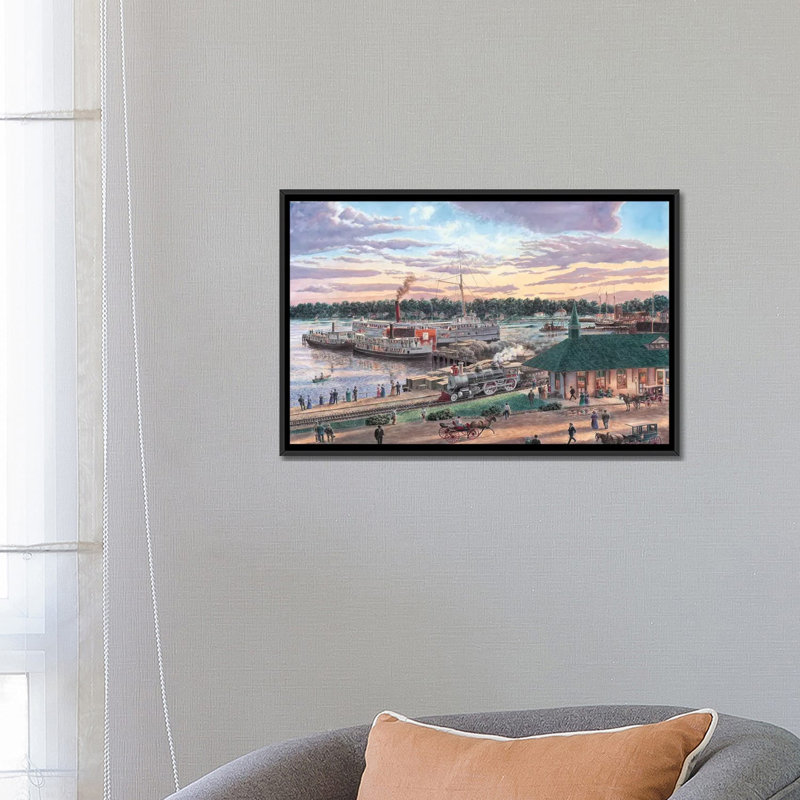 « harbor springs mich », reproduction d’art sur toile Stanton Manolakas, H 18 po x l 26 po x P 1,5 po, Toile avec cadre noir