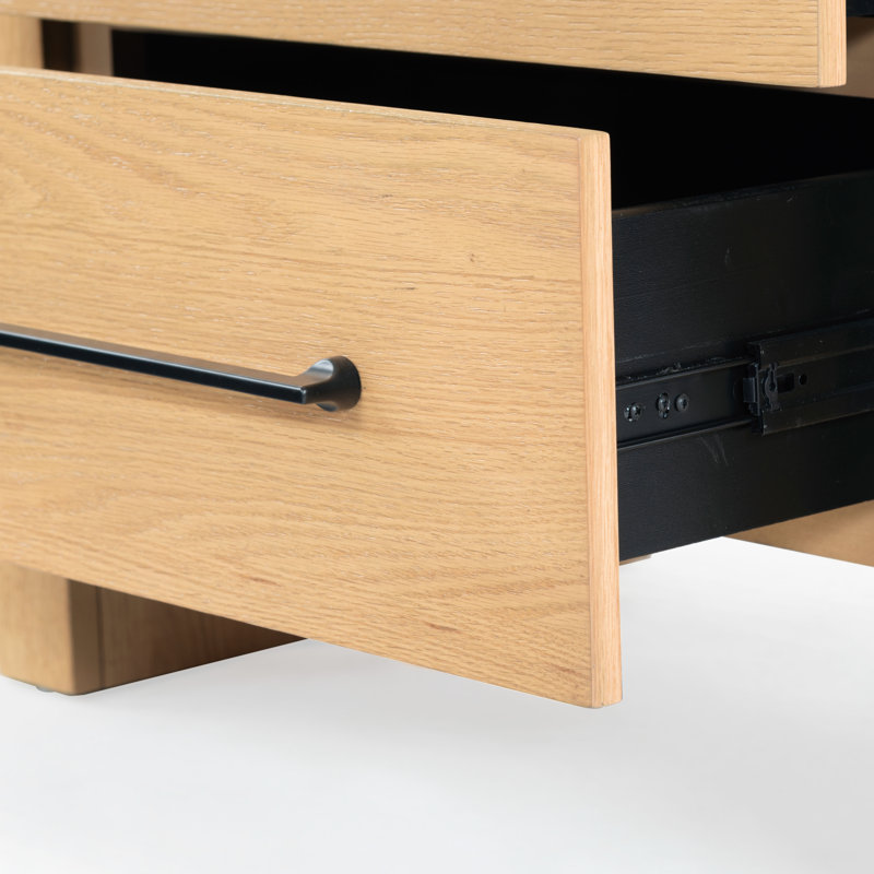 Katrina Wood 2 Drawer Nightstand, Natural