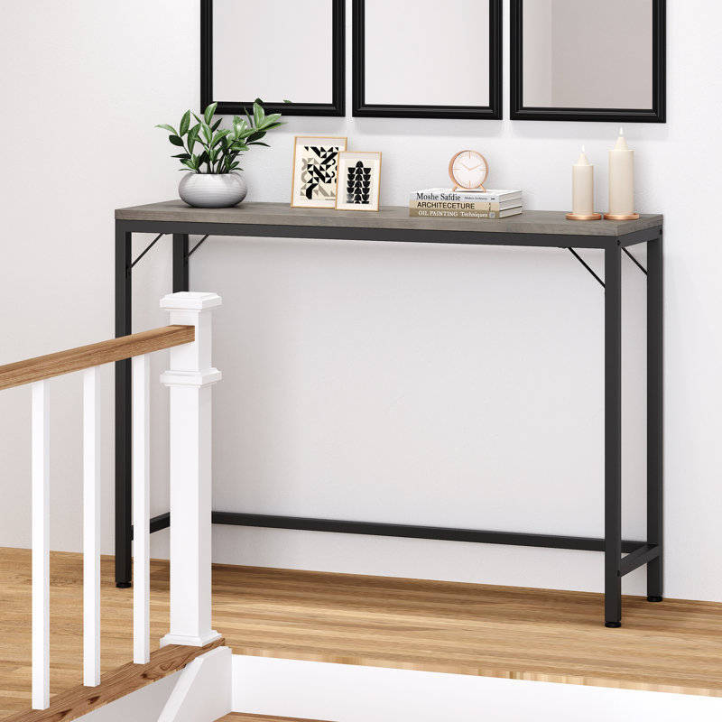 Ulan 39.37'' Console Table, Black, Gray