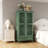 Rustic Tall Storage Cabinet With Drawer And Carved Wood Doors, Featuring Solid Wood Legs For Stylish Organization.-1439895167