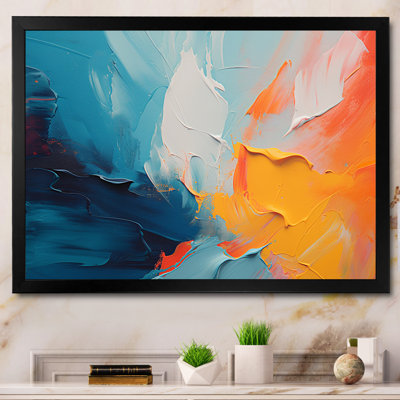 «Blue and Orange Paint Expression 4», art mural abstrait