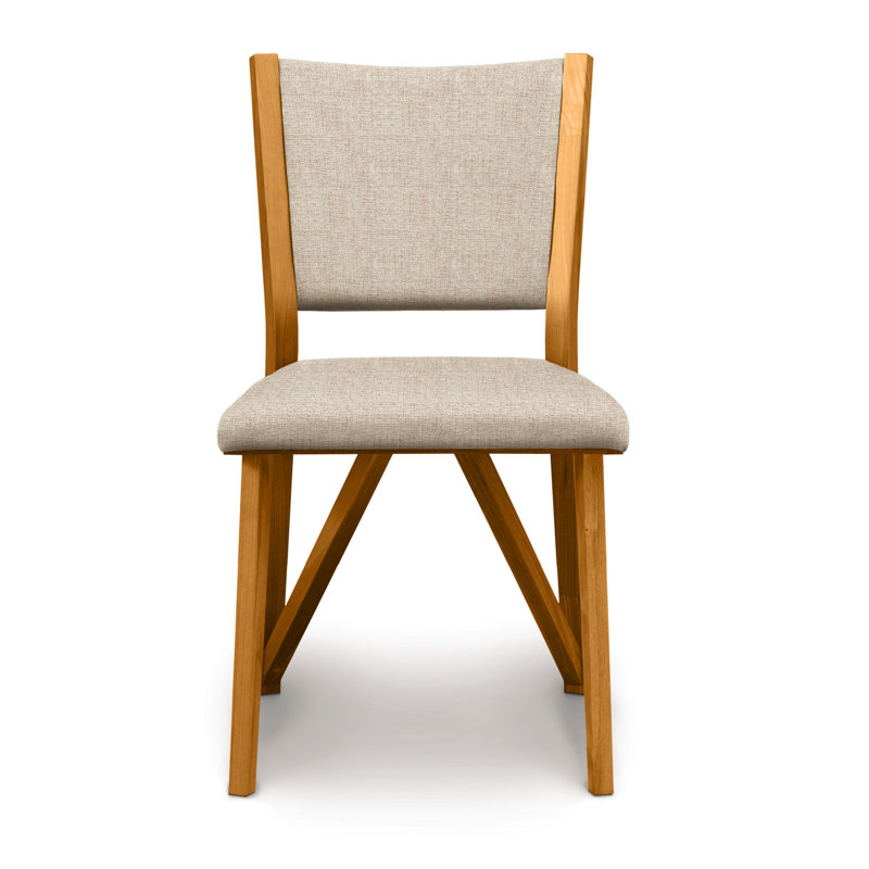 Chaise d'appoint rembourrée Exeter, Tissu chanvre, Cerisier naturel