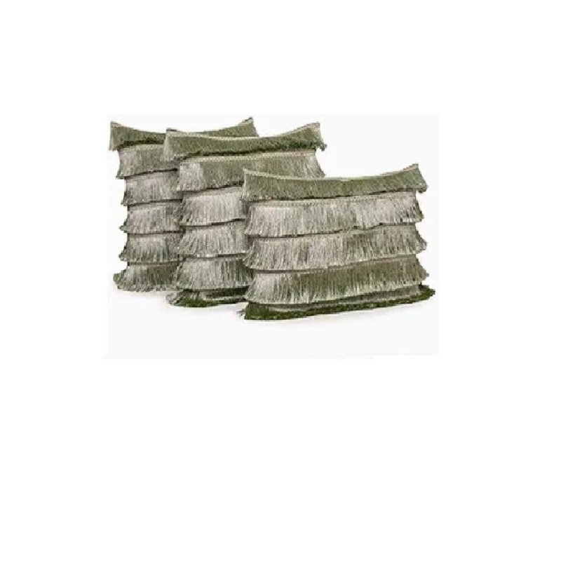 Ensemble de 3 housses de coussin lombaire décoratives à franges - 14 po x 20 po - Housses de coussin décoratives texturées