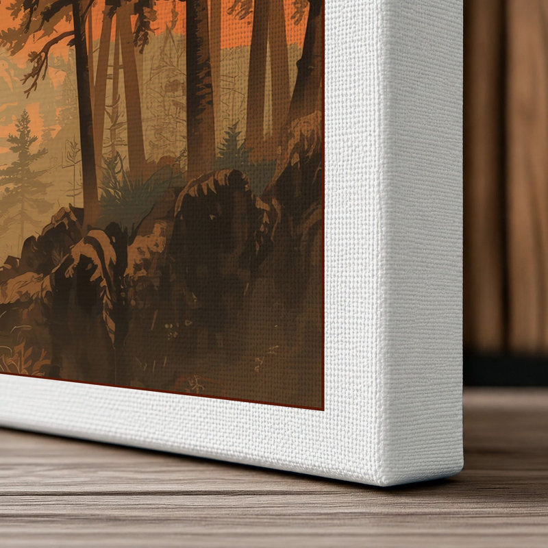 Forest at Dawn Japandi - Wrapped Canvas, 18x12 - 45.7 x 30.5 cm, White Border