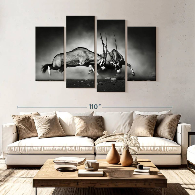 Fighting Oryx, 54" H x 84" W