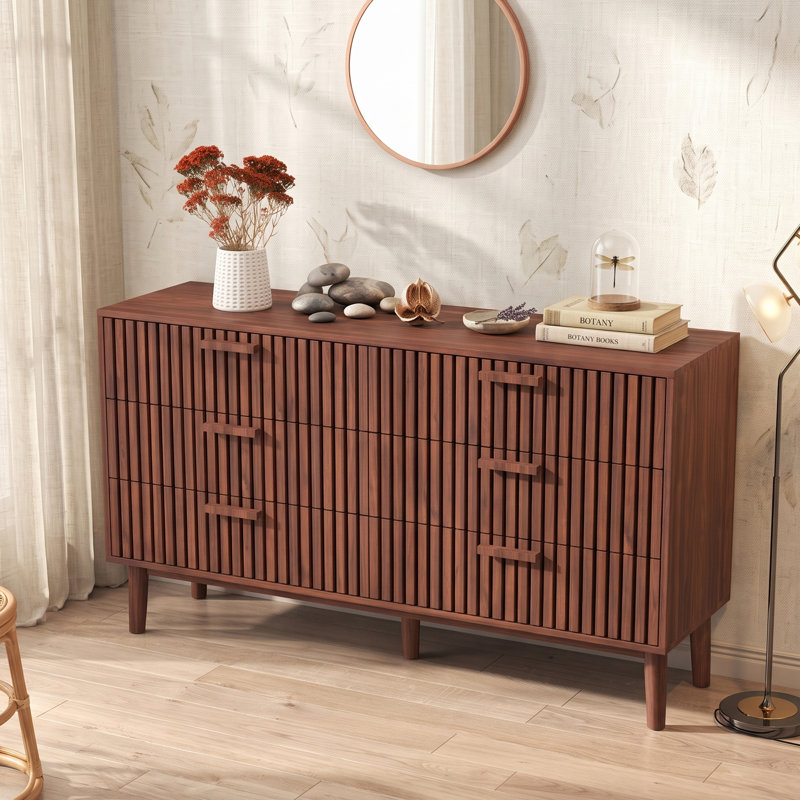 100 cm W Chest of 6 Drawers, Walnut