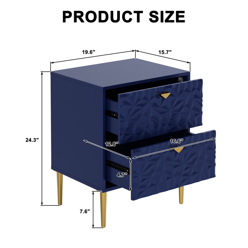 Baity 19.69'' W Nightstand, Blue
