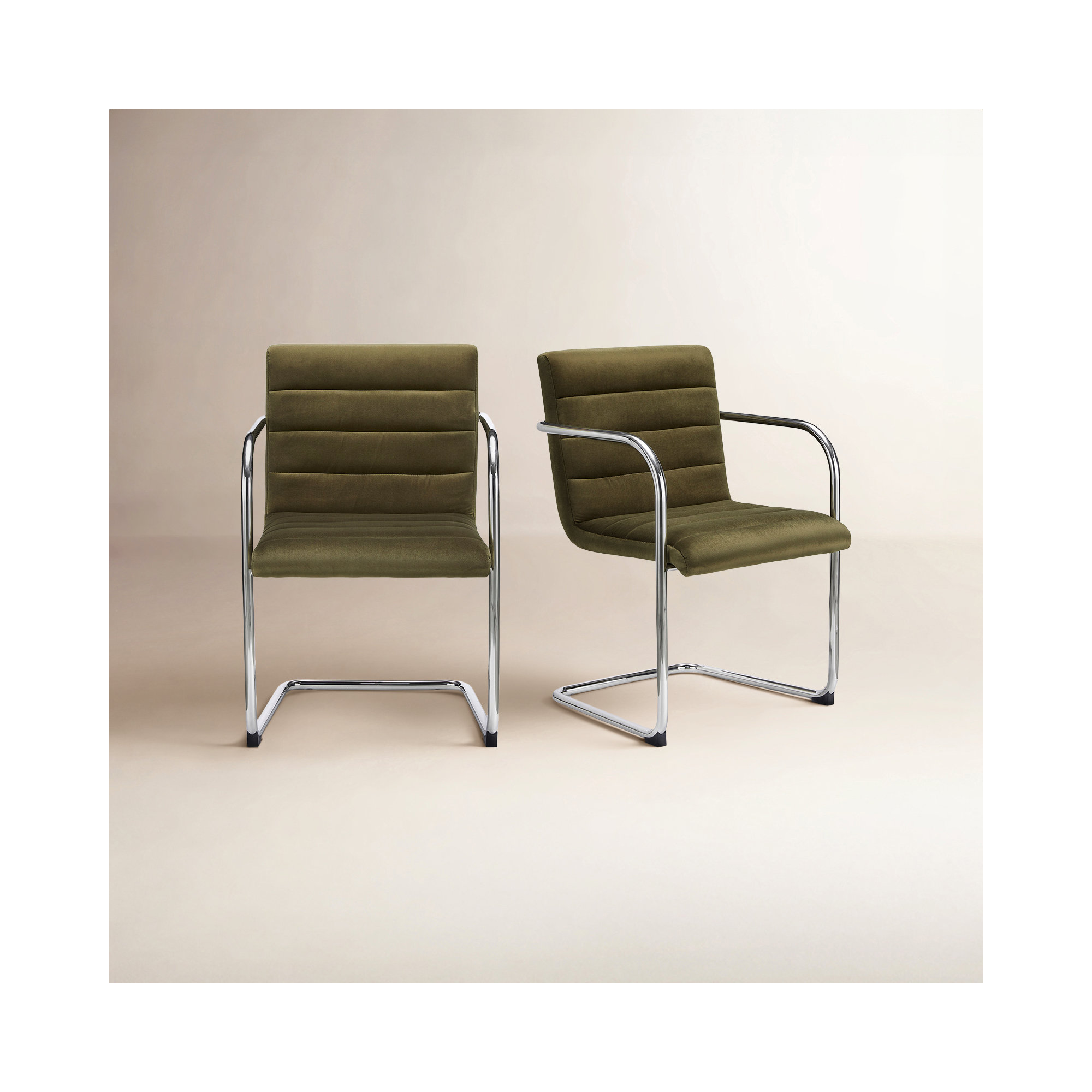Pedro Dining Chair Green Mohair Set of Two, Green