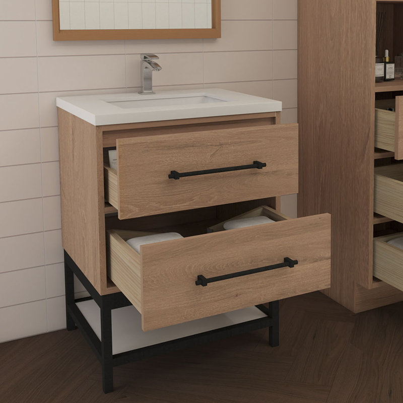 Meuble-lavabo simple avec plateau Victoria 23,7, Chêne rouge