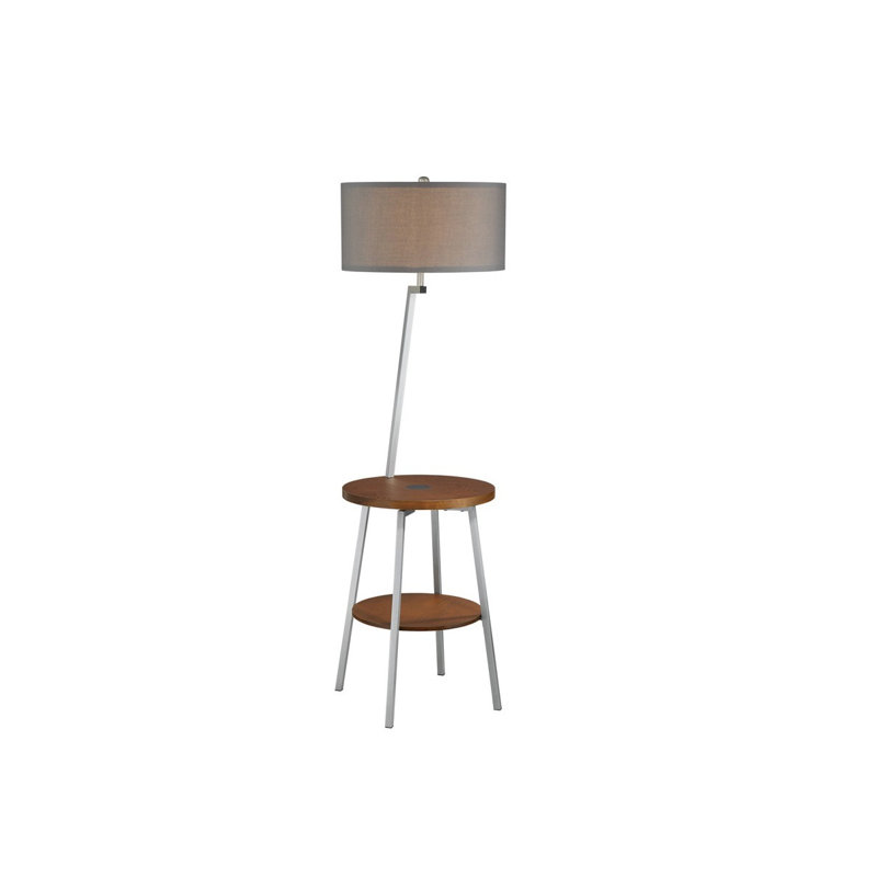 Hinojos 59'' Tray Table Floor Lamp, Gray, Silver