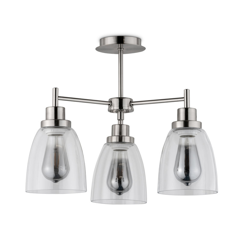 Jaylynn 3-Light 46cm Silver Industrial Style Modern Semi Flush Mount Ceiling Light