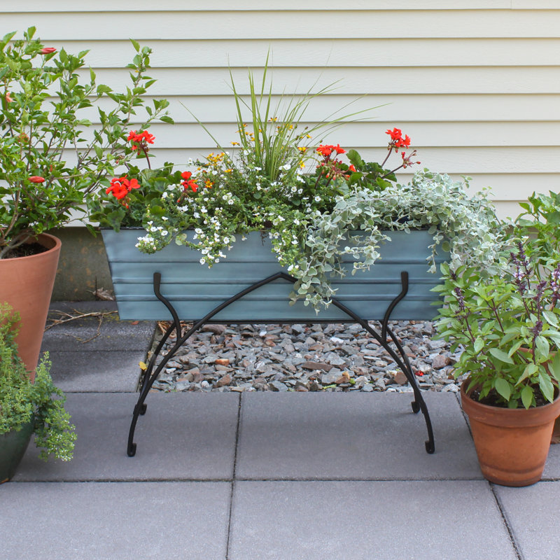 Metal Elevated Planter, Nantucket Blue