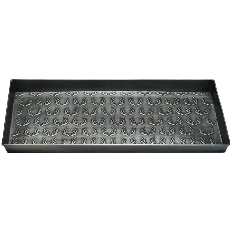 Antler 30 in. x 13 in. Indoor Boot Tray, Antique Zinc