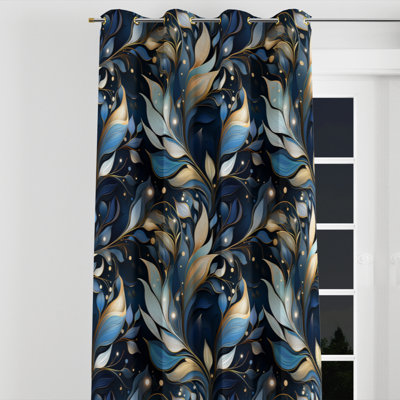 Midnight Mirage Moody Patterns II - Bohemian Velvet Blackout Grommet Curtain - 1 panel