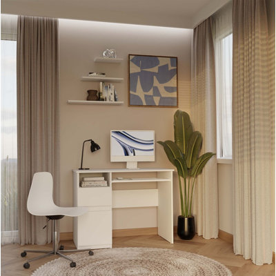 Besir Left Computer Desk with Drawer and Cabinet