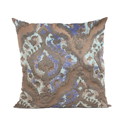 Plutus Ancient Artifact iKat Brown Blue Velvet Luxury Throw Pillow