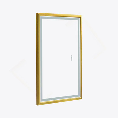 42 In. W X24 In. H Oversized Rectangular Framed LED Mirror Anti-Fog Dimmable