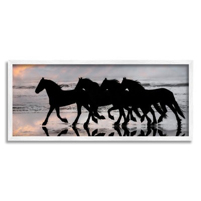 " Wild Horses Sunset Beach Silhouettes Galloping Animals "