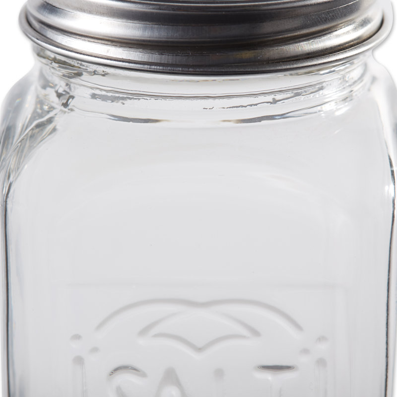 Clear Glass Retro Salt and Pepper Shaker Set with Stainless Steel Lids