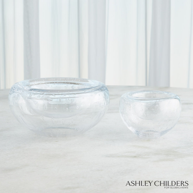Double Take Bowl-Clear Seeded-Med, 4" H x 6" W x 6" D