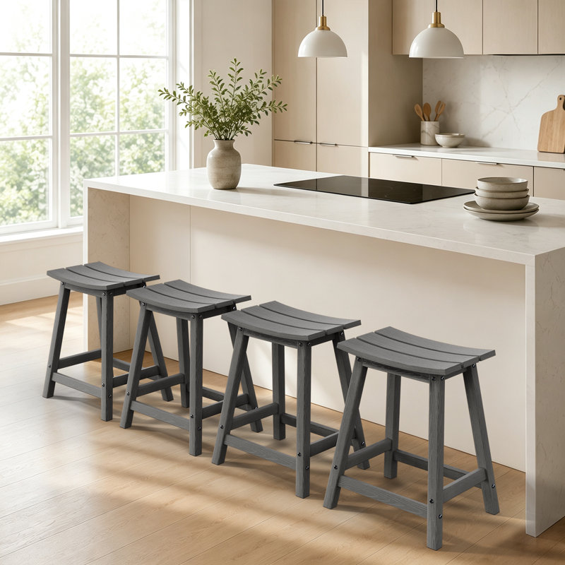 Tabourets de bar de cuisine sans dossier en PEHD de 61 cm (24 pouces), adaptés à une utilisation intérieure et extérieure.