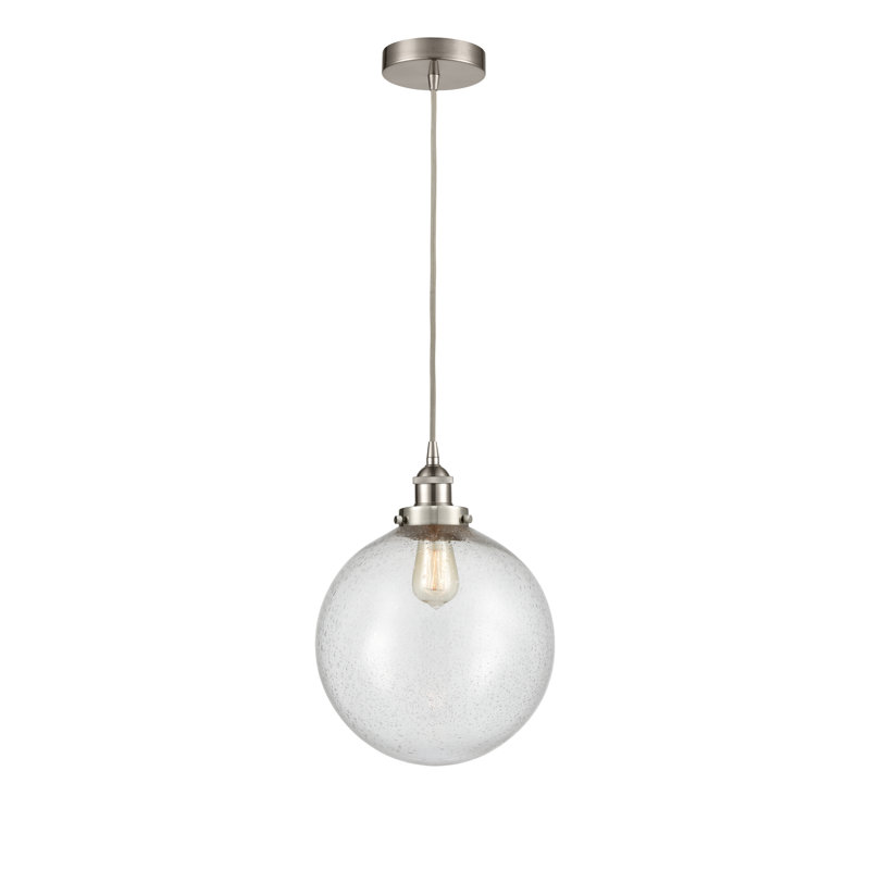 Luminaire suspendu sphère 1 lumière Frederick, H 15,5 po x l 12 po x P 12 po, Nickel satiné brossé