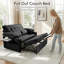 Canapé inclinable rembourré de 58 po avec table pliable, causeuse convertible double avec port USB intégré et porte-gobelets,-829660344
