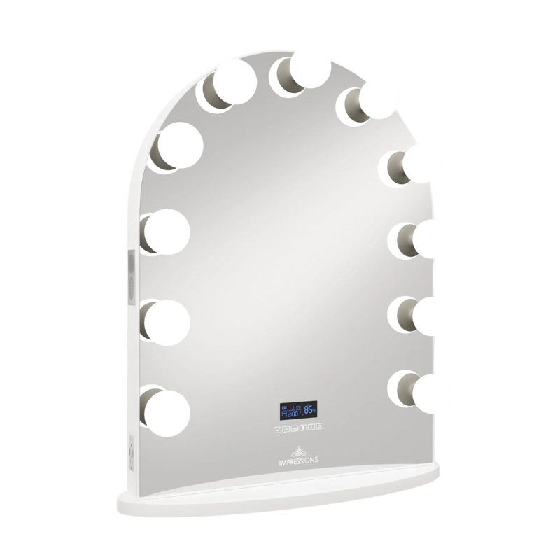 Impression Vanity Hollywood Glow Arch Vanity Mirror With Ultra Bright 11 Frosted LED Bulbs, Dimming Function Option, Soft Touch Sensor Button, And Sleek Aluminum Frameless Design Wall Mirror