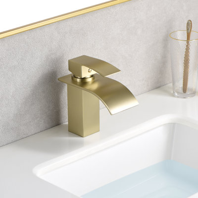 Sumerain Waterfall Bathroom Sink Faucet Modern Vanity Faucet Lead-Free 304 Stainless Steel Single Handle
