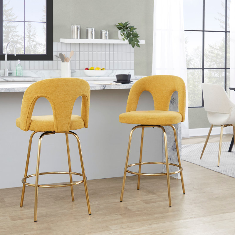 Tabouret de comptoir contemporain, Doré, Jaune