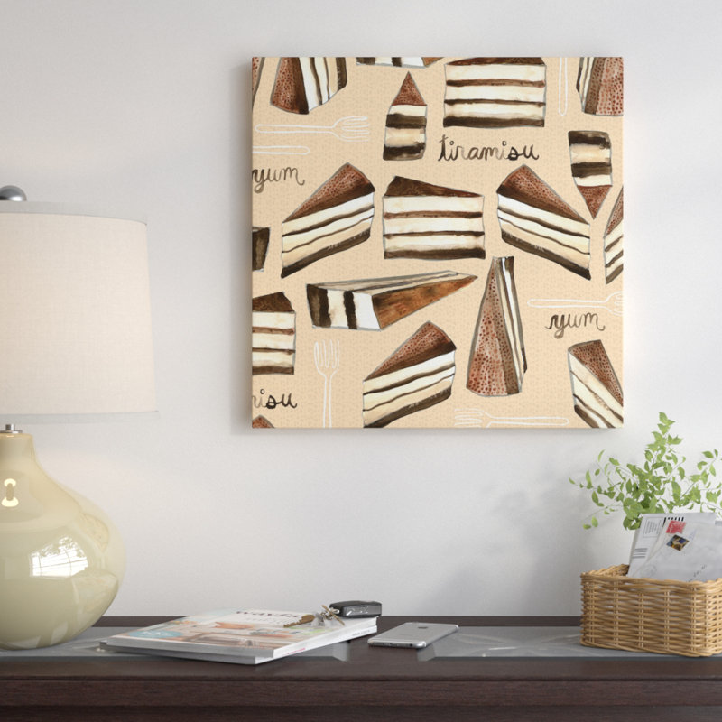 « tiramisu », reproduction d’art sur toile, H 18 po x l 18 po x P 1,5 po, Toile avec cadre noir, Blanc