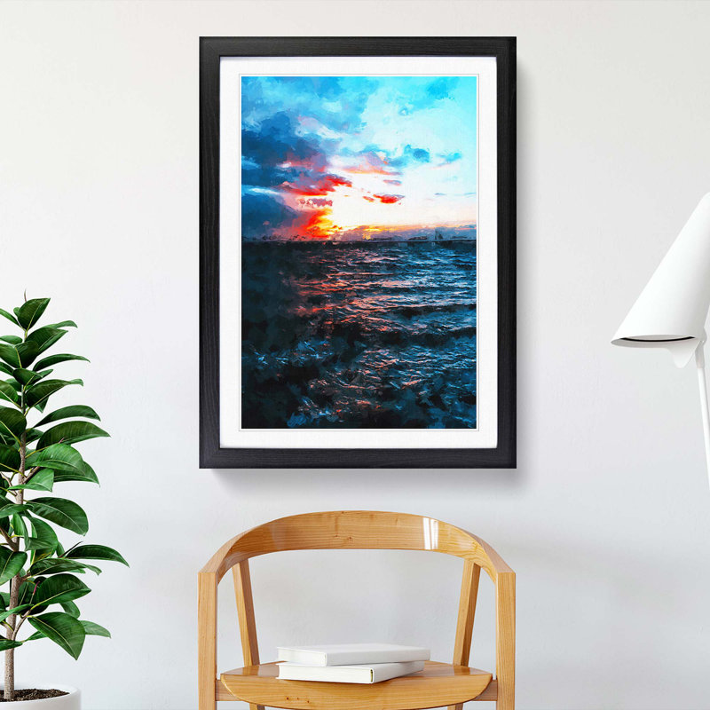 Moody Skies Above the Ocean - Picture Frame Graphic Art Print, Black Framed, 87cm H x 62cm W x 2cm D