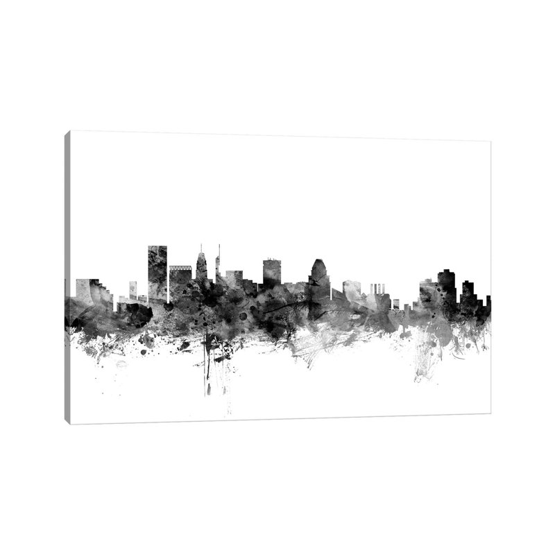 Baltimore, Maryland In Black & White by Michael Tompsett - Wrapped Canvas Gallery-Wrapped Canvas Giclée