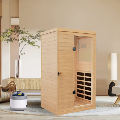 APERIL 1 - Person Indoor Bluetooth Compatible FAR Infrared Sauna in Hemlock