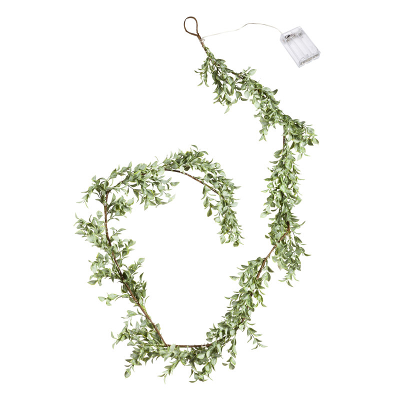 72'' in. Lighted Faux Boxwood Garland