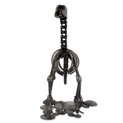 Novica Rustic Brontosaurus Upcycled Auto Part Sculpture